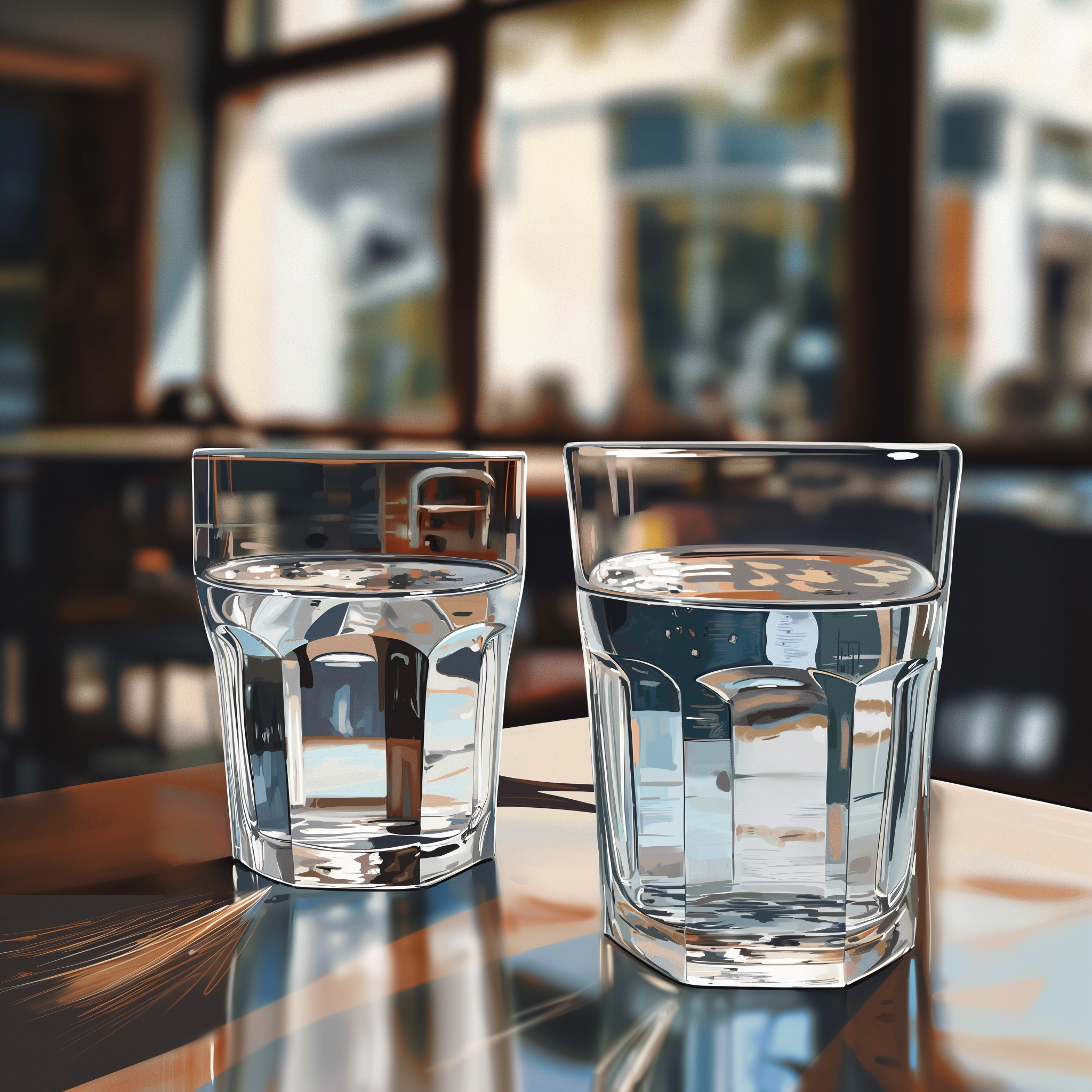 Two glasses of water displayed as part of the manufacturer promotional material